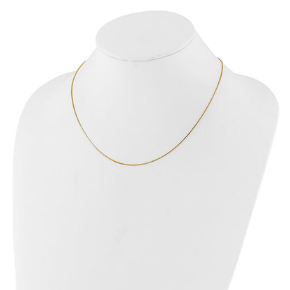 18 Inch 14K Yellow Gold .7mm Box 1In+1In Adjustable Chain Necklace