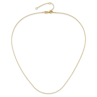 2 Inch 14K Yellow Gold .7mm Box 1In+1In Adjustable Chain Necklace