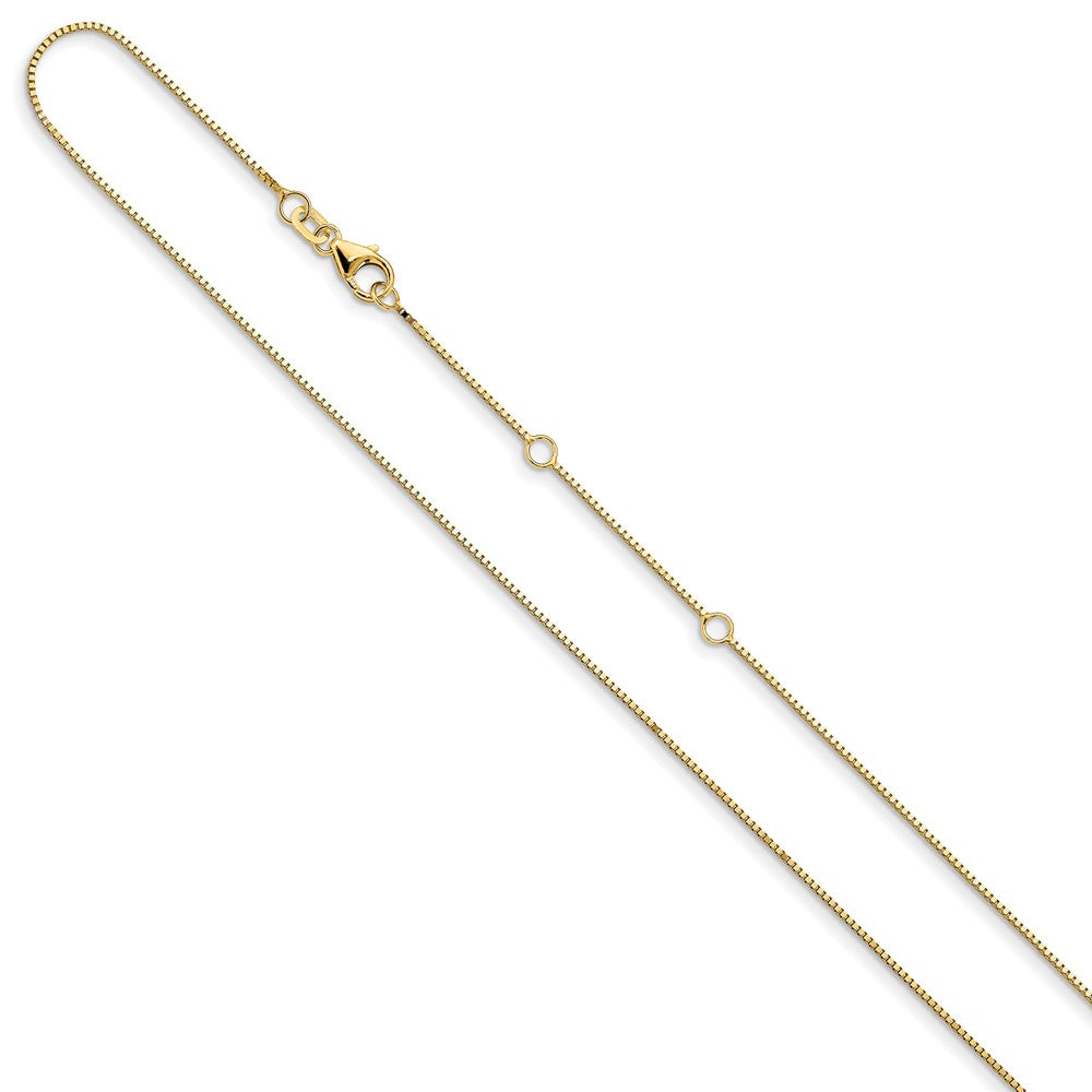 2 Inch 14K Yellow Gold .85mm Box 1In+1In Adjustable Chain Necklace