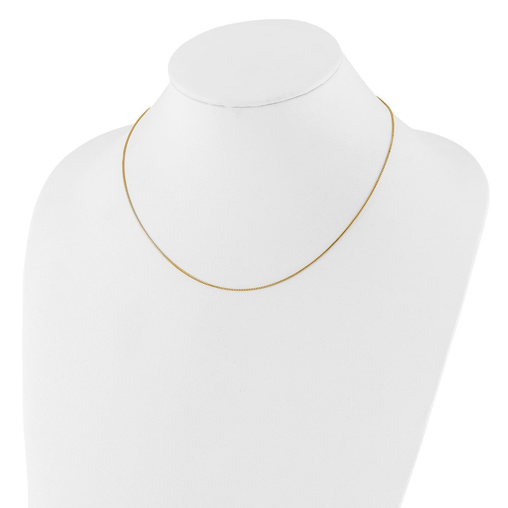 18 Inch 14K Yellow Gold .85mm Box 1In+1In Adjustable Chain Necklace