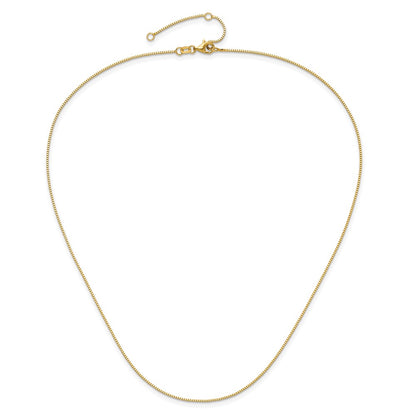 18 Inch 14K Yellow Gold .85mm Box 1In+1In Adjustable Chain Necklace
