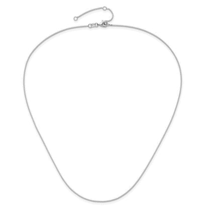 2 Inch 14K White Gold .85mm Box 1In+1In Adjustable Chain Necklace