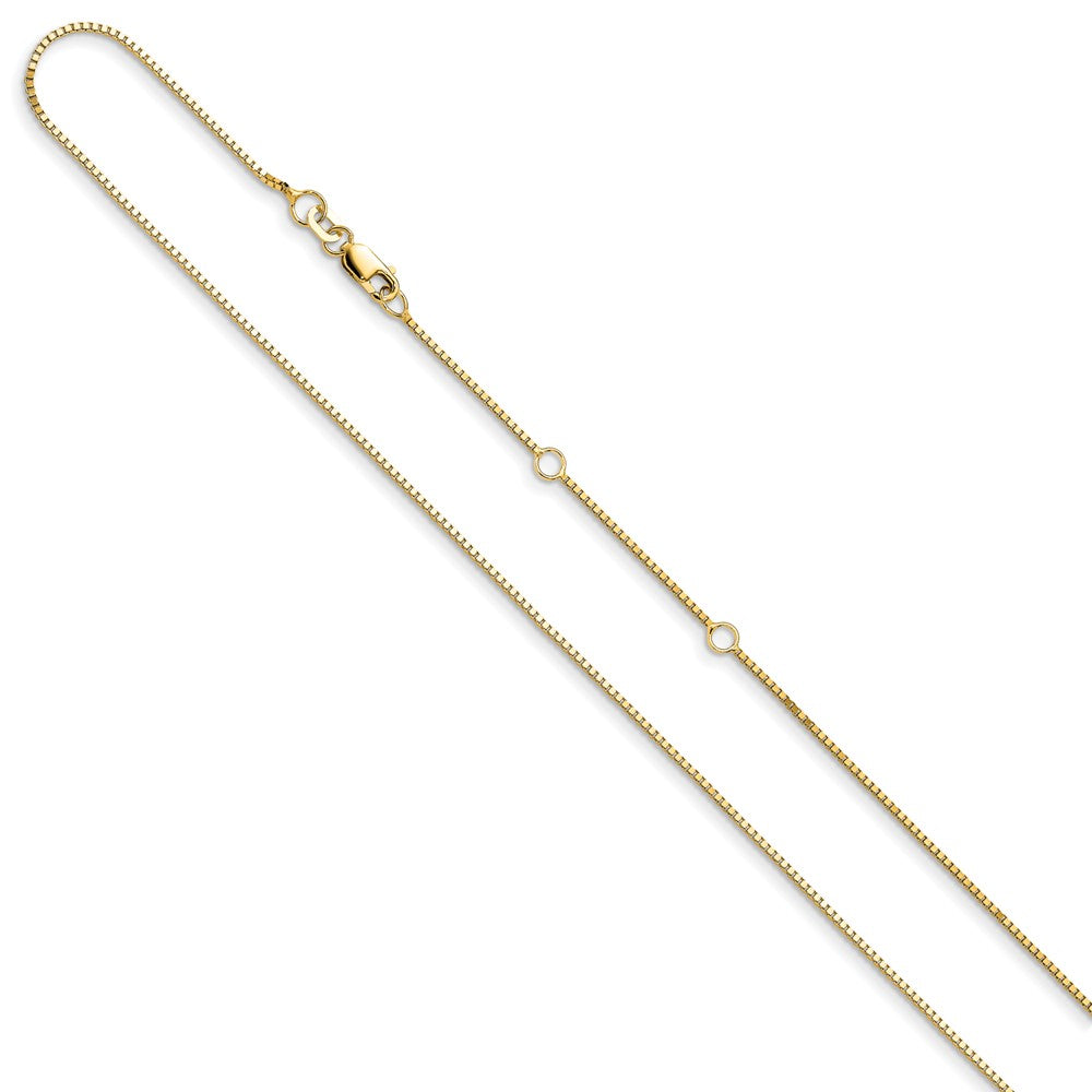 26 Inch 14K Yellow Gold .95mm Box 2In+2In Adjustable Chain Necklace