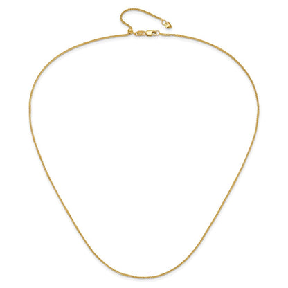 22 Inch 14K Yellow Gold Adjustable 1mm Quadra Wheat Chain Necklace