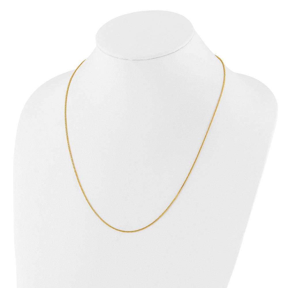 22 Inch 14K Yellow Gold Adjustable 1mm Quadra Wheat Chain Necklace
