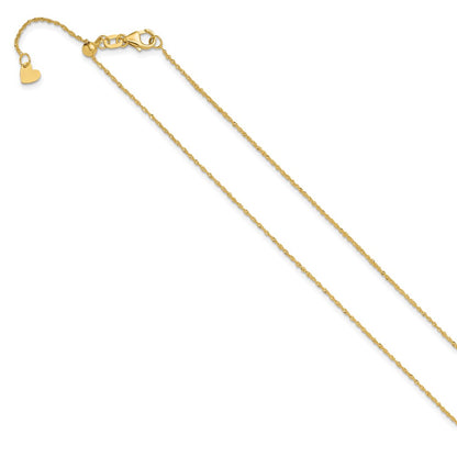 22 Inch 14K Yellow Gold Adjustable .95mm Sparkle Singapore Chain Necklace