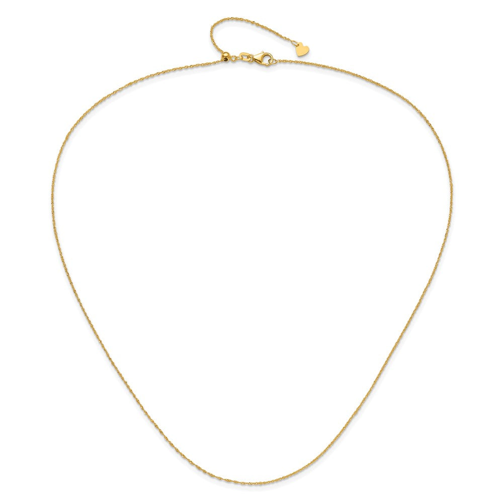 22 Inch 14K Yellow Gold Adjustable .95mm Sparkle Singapore Chain Necklace