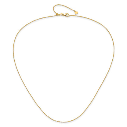 22 Inch 14K Yellow Gold Adjustable .95mm Sparkle Singapore Chain Necklace