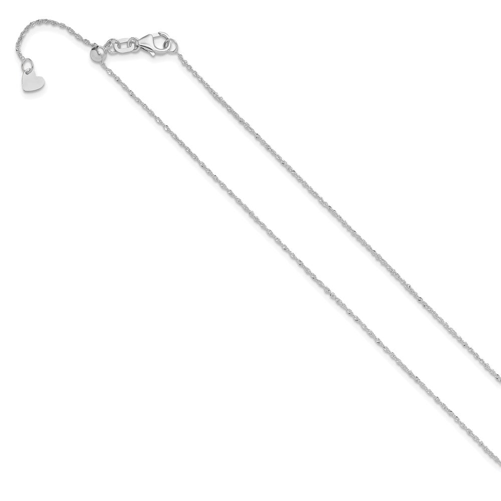 22 Inch 14K White Gold Adjustable .95mm Sparkle Singapore Chain Necklace