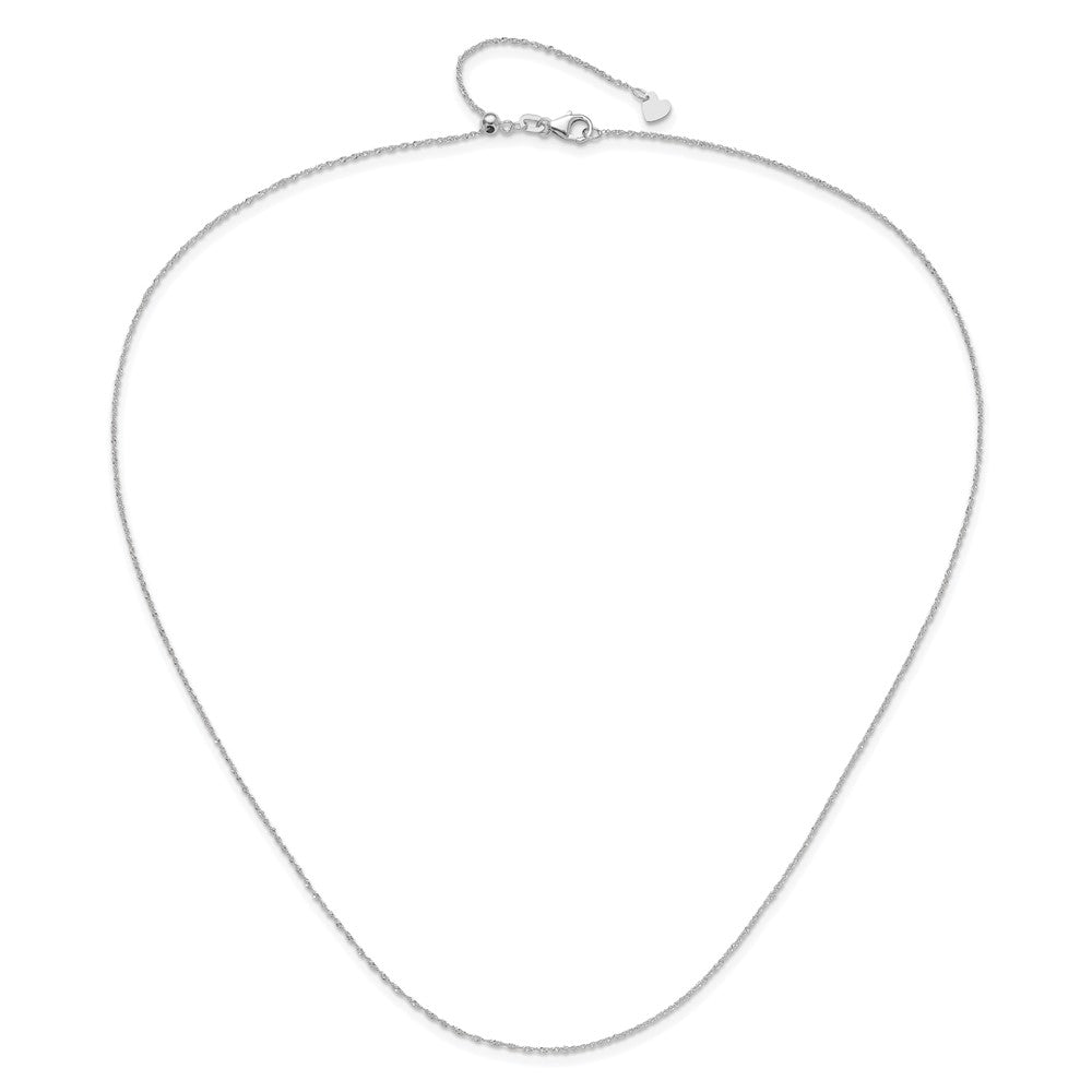 22 Inch 14K White Gold Adjustable .95mm Sparkle Singapore Chain Necklace