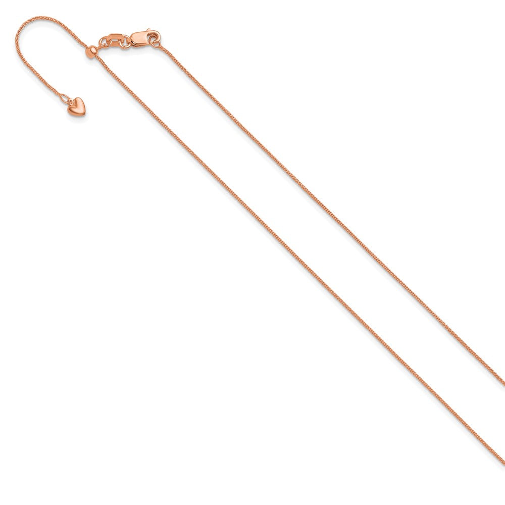 22 Inch 14K Rose Gold Adjustable .85mm Wheat Chain Necklace