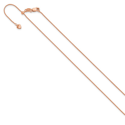 22 Inch 14K Rose Gold Adjustable .85mm Wheat Chain Necklace