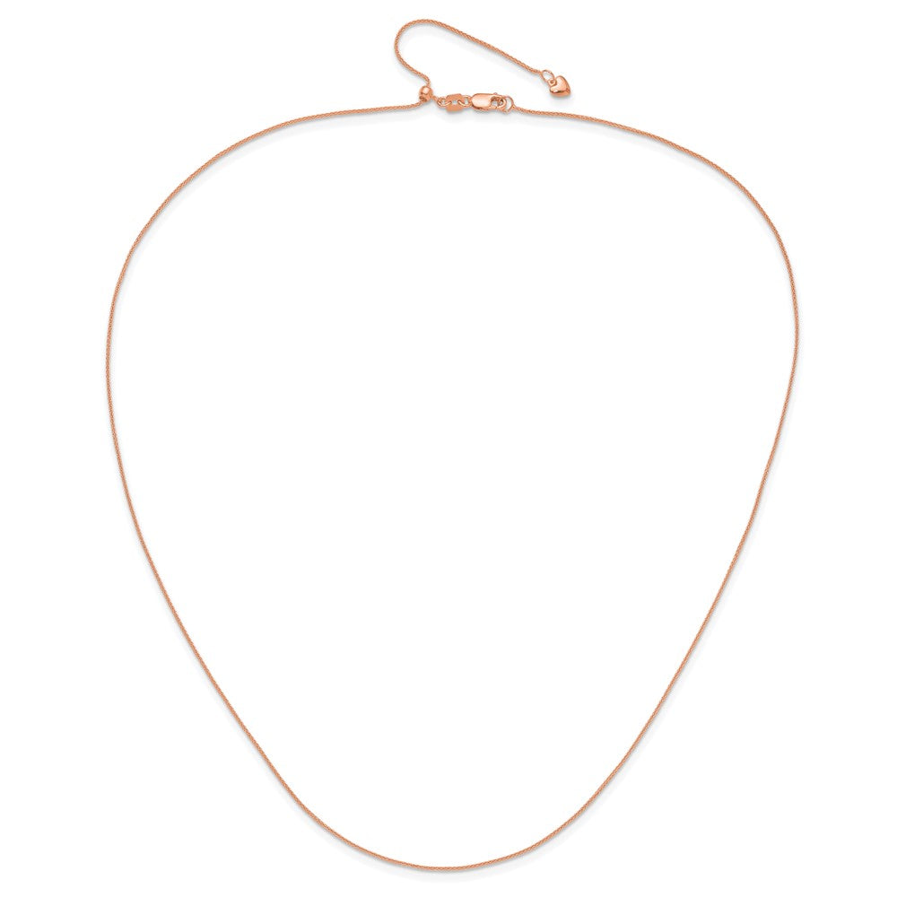 22 Inch 14K Rose Gold Adjustable .85mm Wheat Chain Necklace