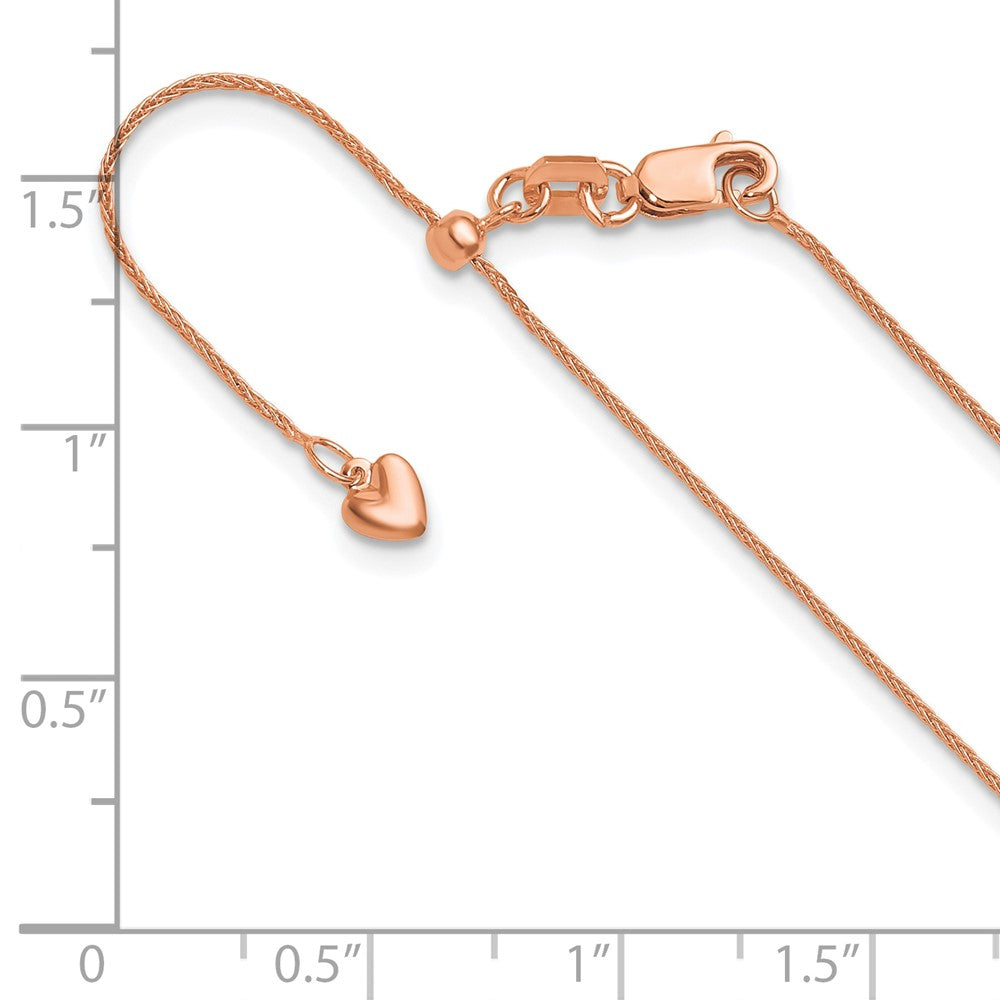 22 Inch 14K Rose Gold Adjustable .85mm Wheat Chain Necklace
