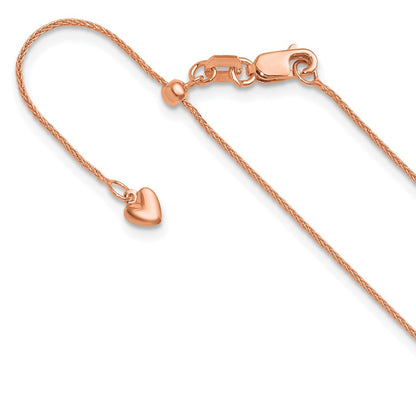22 Inch 14K Rose Gold Adjustable .85mm Wheat Chain Necklace