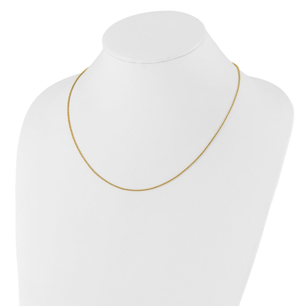 26 Inch 14K Yellow Gold Adjustable 1.35mm Round Box Chain Necklace
