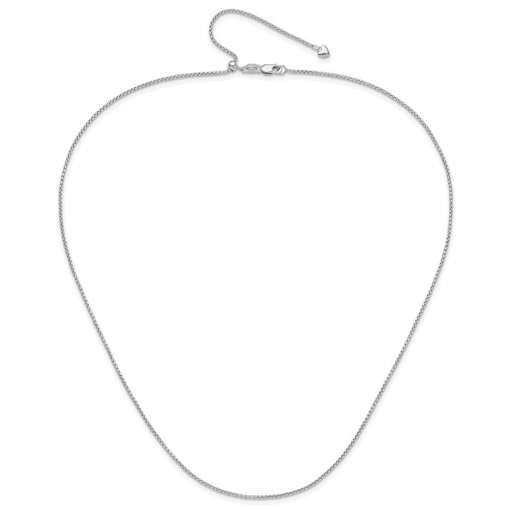 22 Inch 14K White Gold Adjustable 1.35mm Round Box Chain Necklace