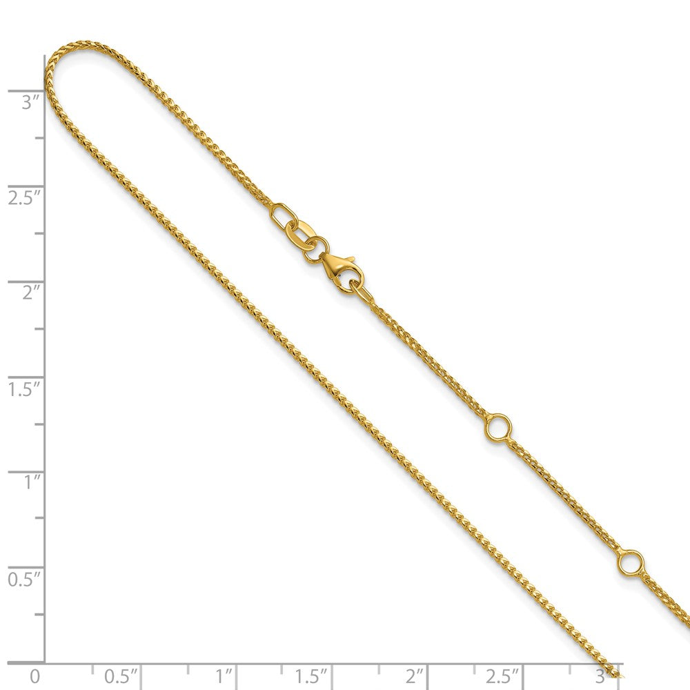 18 Inch 14K Yellow Gold 1.1mm Franco 1In+1In Adjustable Chain Necklace