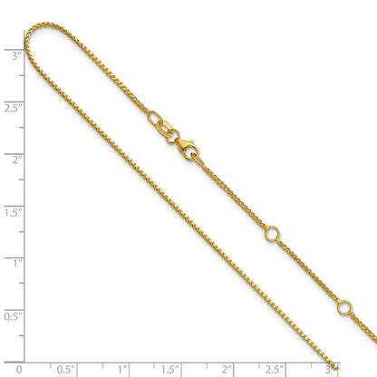 18 Inch 14K Yellow Gold 1.1mm Franco 1In+1In Adjustable Chain Necklace