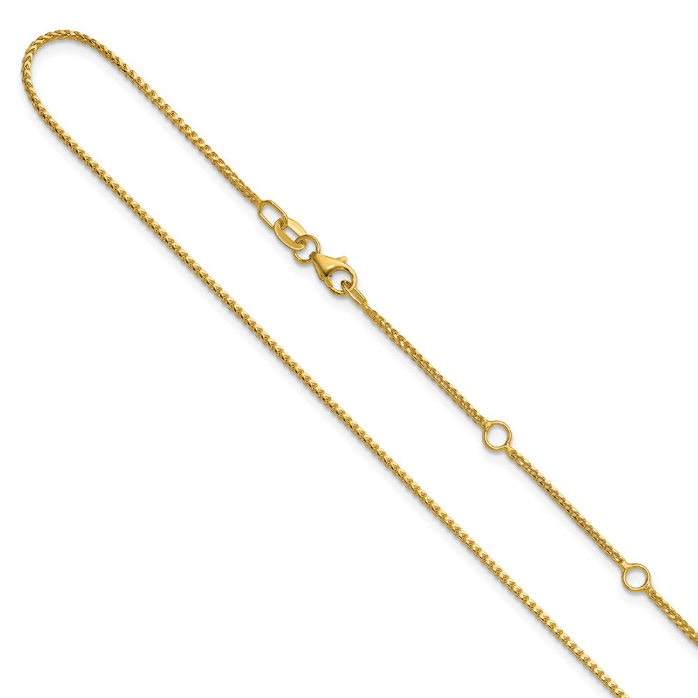 2 Inch 14K Yellow Gold 1.1mm Franco 1In+1In Adjustable Chain Necklace