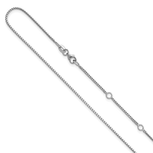 18 Inch 14K White Gold 1.1mm Franco 1In+1In Adjustable Chain Necklace