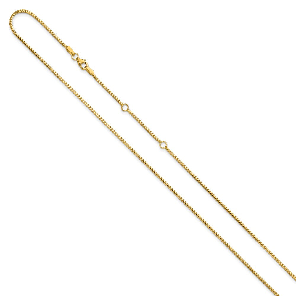2 Inch 14K Yellow Gold 1.25mm Franco 1In+1In Adjustable Chain Necklace