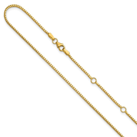2 Inch 14K Yellow Gold 1.25mm Franco 1In+1In Adjustable Chain Necklace