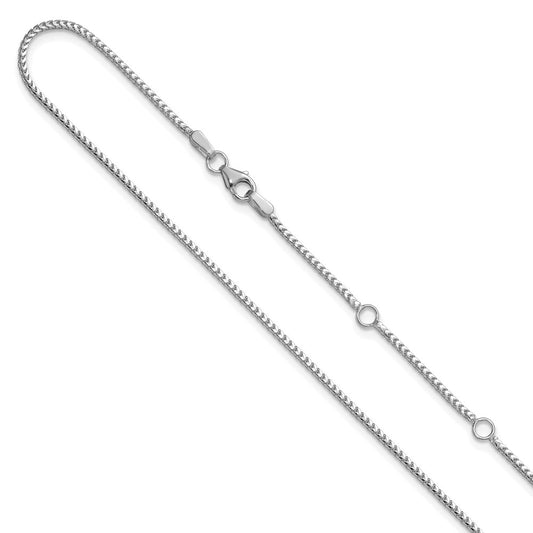18 Inch 14K White Gold 1.25mm Franco 1In+1In Adjustable Chain Necklace