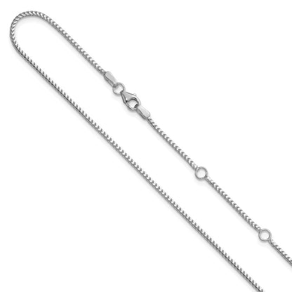 2 Inch 14K White Gold 1.25mm Franco 1In+1In Adjustable Chain Necklace