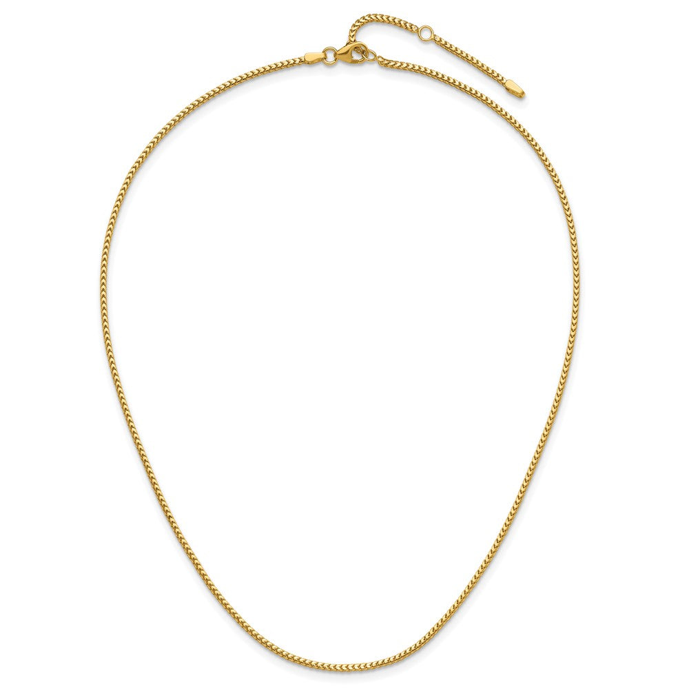 2 Inch 14K Yellow Gold 1.5mmmm Franco 1In+1In Adjustable Chain Necklace