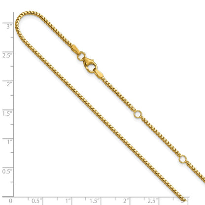 2 Inch 14K Yellow Gold 1.5mmmm Franco 1In+1In Adjustable Chain Necklace