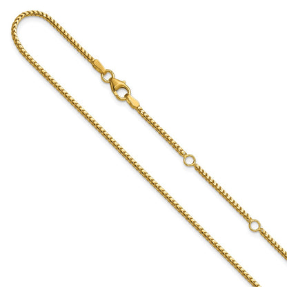 2 Inch 14K Yellow Gold 1.5mmmm Franco 1In+1In Adjustable Chain Necklace