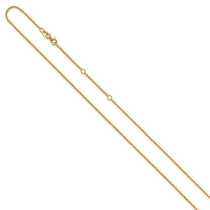 18 Inch 14K Yellow Gold 1.15mm D/C Open Franco 1In+1In Adjustable Chain Necklace