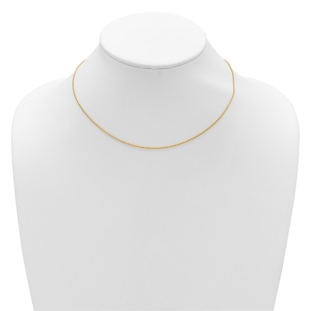 2 Inch 14K Yellow Gold 1.15mm D/C Open Franco 1In+1In Adjustable Chain Necklace