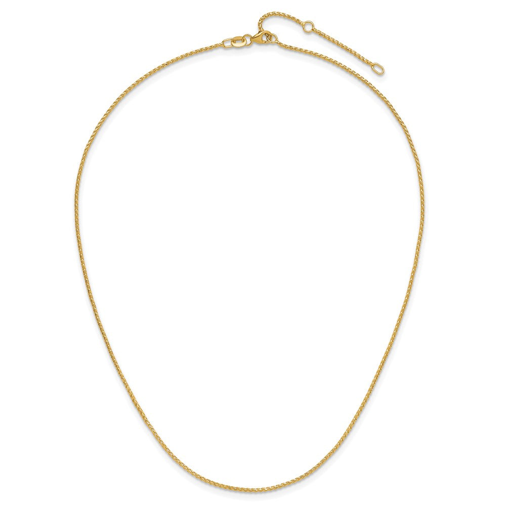18 Inch 14K Yellow Gold 1.15mm D/C Open Franco 1In+1In Adjustable Chain Necklace
