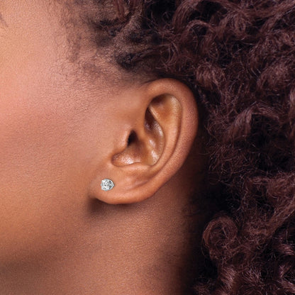 14K White Gold Inverness 5mm Sq Cz Post Earrings