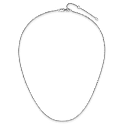 18 Inch 14K White Gold 1.15mm D/C Open Franco 1In+1In Adjustable Chain Necklace