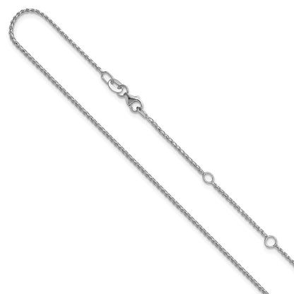 2 Inch 14K White Gold 1.15mm D/C Open Franco 1In+1In Adjustable Chain Necklace