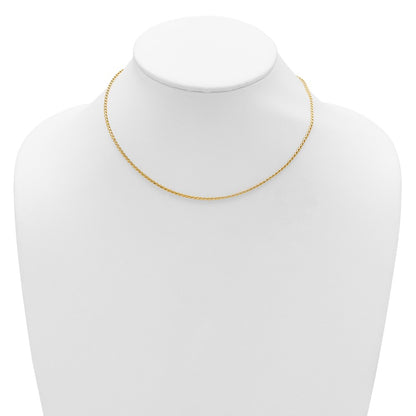 2 Inch 14K Yellow Gold 1.65mm D/C Open Franco 1In+1In Adjustable Chain Necklace