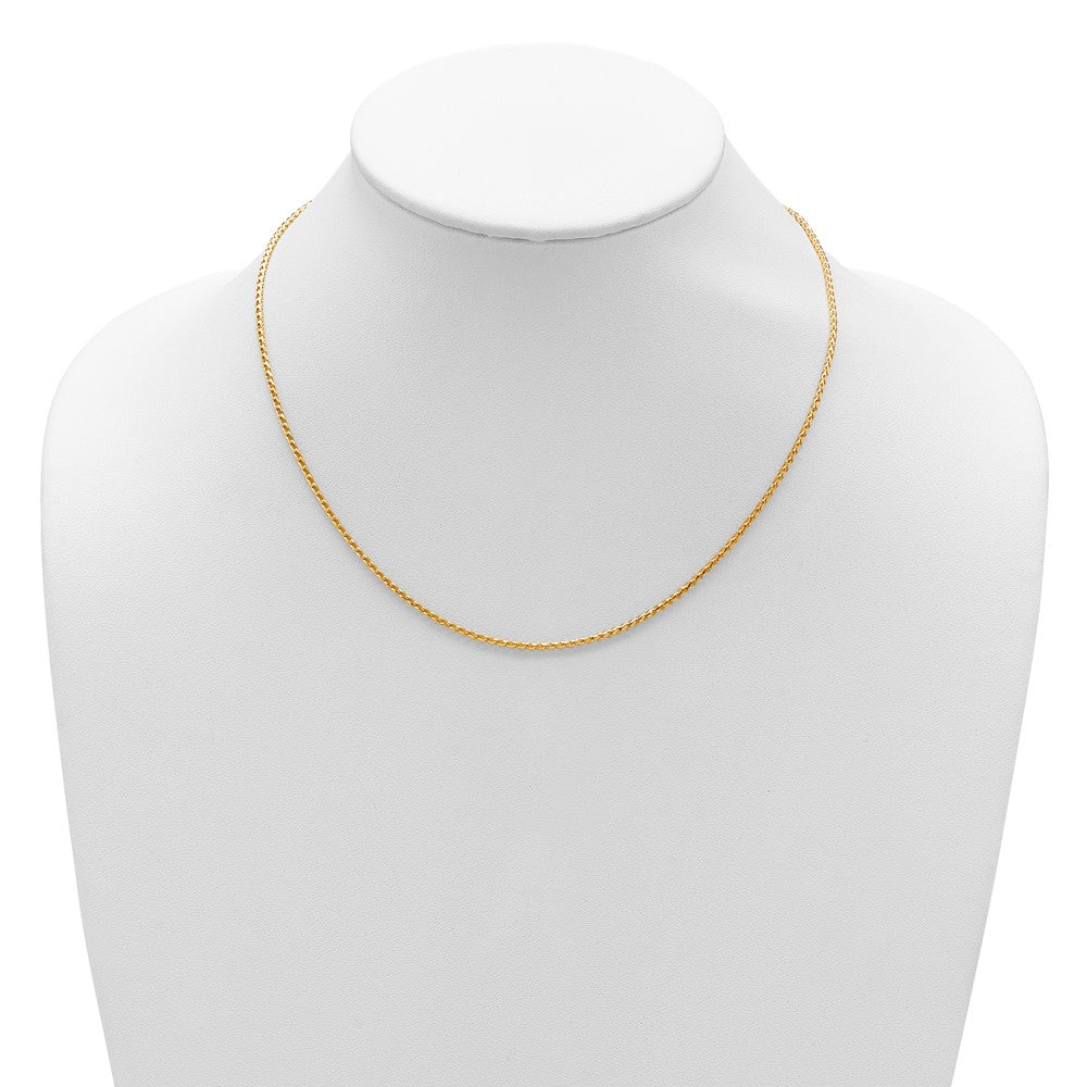 18 Inch 14K Yellow Gold 1.65mm D/C Open Franco 1In+1In Adjustable Chain Necklace