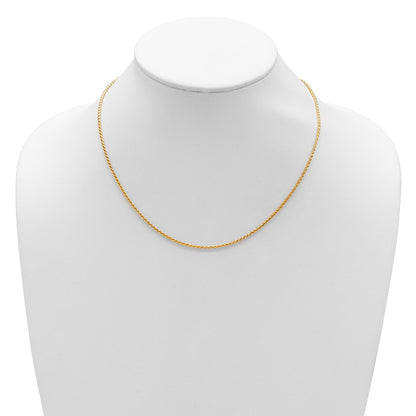 18 Inch 14K Yellow Gold 1.65mm D/C Open Franco 1In+1In Adjustable Chain Necklace