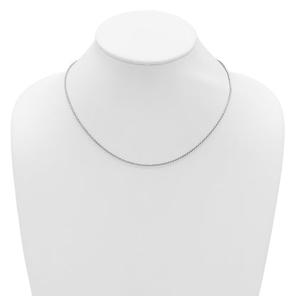 18 Inch 14K White Gold 1.65mm D/C Open Franco 1In+1In Adjustable Chain Necklace