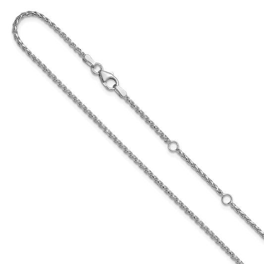 18 Inch 14K White Gold 1.65mm D/C Open Franco 1In+1In Adjustable Chain Necklace