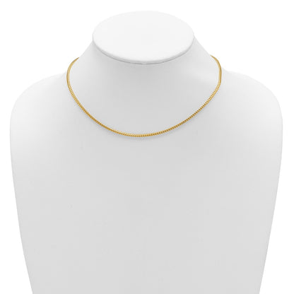 18 Inch 14K Yellow Gold 2.1mm D/C Open Franco 1In+1In Adjustable Chain Necklace