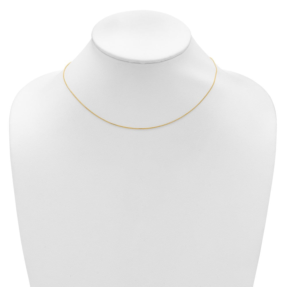 2 Inch 14K Yellow Gold .65mm D/C Spiga 1In+1In Adjustable Chain Necklace