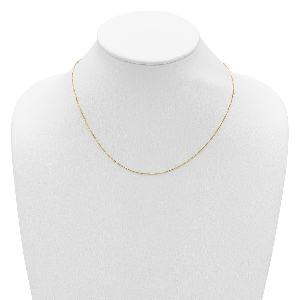 2 Inch 14K Yellow Gold .65mm D/C Spiga 1In+1In Adjustable Chain Necklace