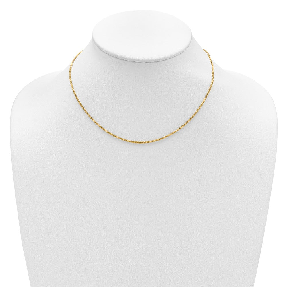 2 Inch 14K Yellow Gold 1.65mm Spiga 1In+1In Adjustable Chain Necklace