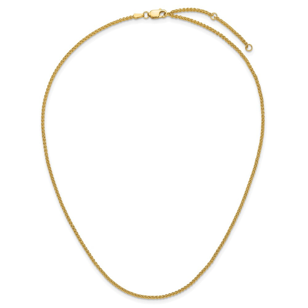 18 Inch 14K Yellow Gold 1.65mm Spiga 1In+1In Adjustable Chain Necklace