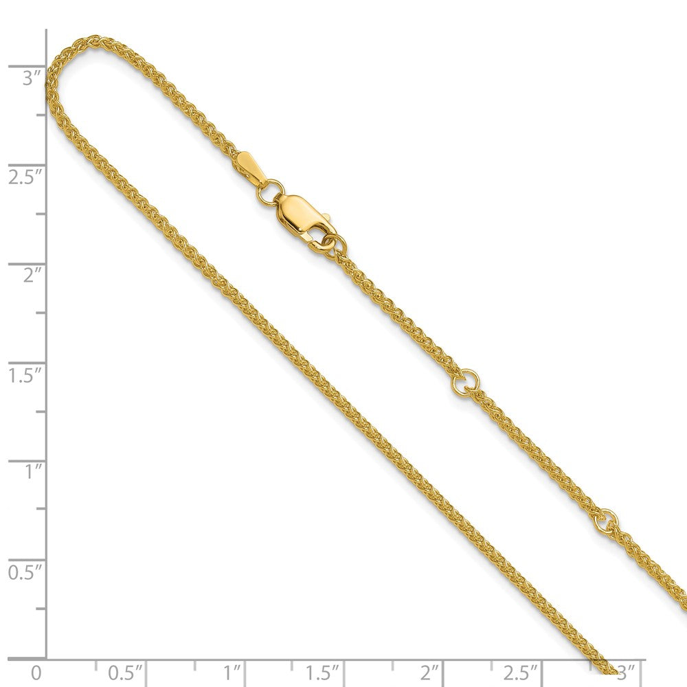 2 Inch 14K Yellow Gold 1.65mm Spiga 1In+1In Adjustable Chain Necklace