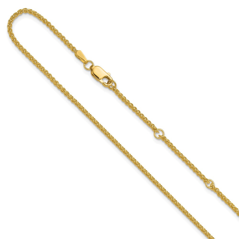 2 Inch 14K Yellow Gold 1.65mm Spiga 1In+1In Adjustable Chain Necklace